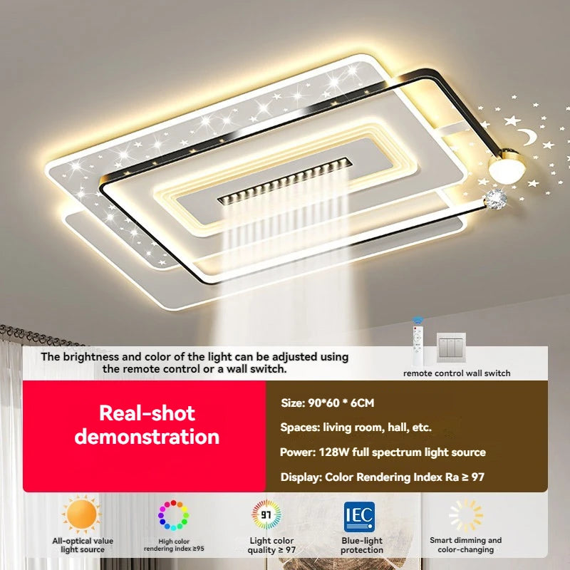 LED Ceiling Light with Spotlights Dimmable Remote Control Modern Living Room Lamp Fandelier Chandelier Smart Lighting