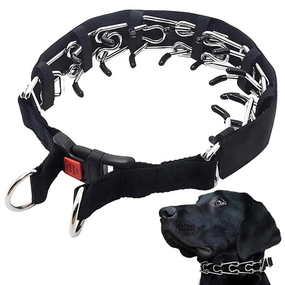 Dog Prong Training Collar - Choke Pinch Collar with Rubber Comfort Tips, Quick Release Snap Buckle