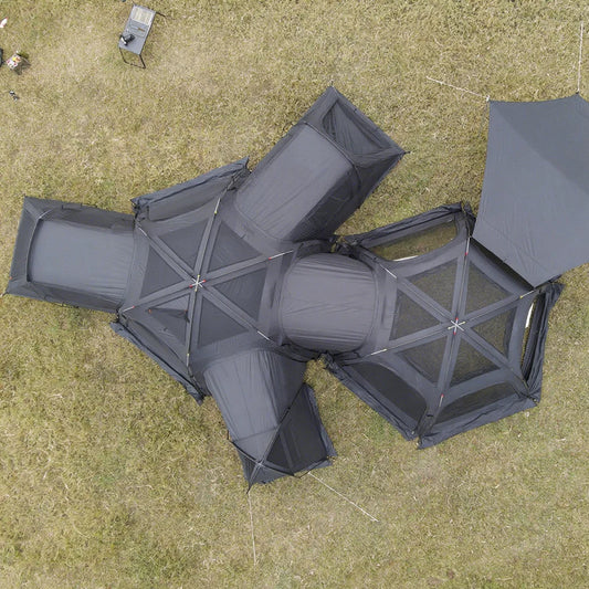 Hot Selling Large Connectable Big Family Camping Tent Dia. 460cm Geodesic Dome Tent with Modular Pod Tent Design 5 Bedrooms