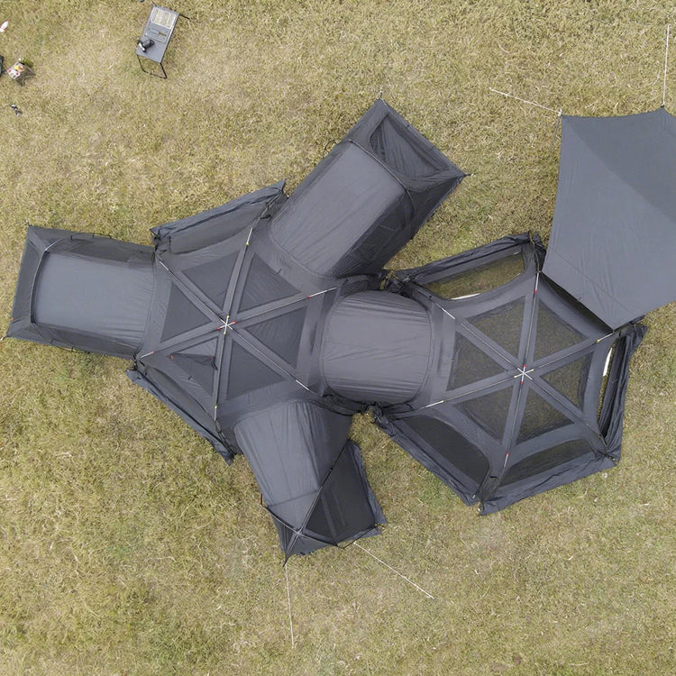 Hot Selling Large Connectable Big Family Camping Tent Dia. 460cm Geodesic Dome Tent with Modular Pod Tent Design 5 Bedrooms