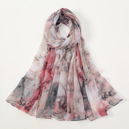 Muslim Women Cotton Viscose Scarf Ombre Floral Voile Beach Hijab Shawls and Wraps Female Foulard Echarpe Designer Long Scarves