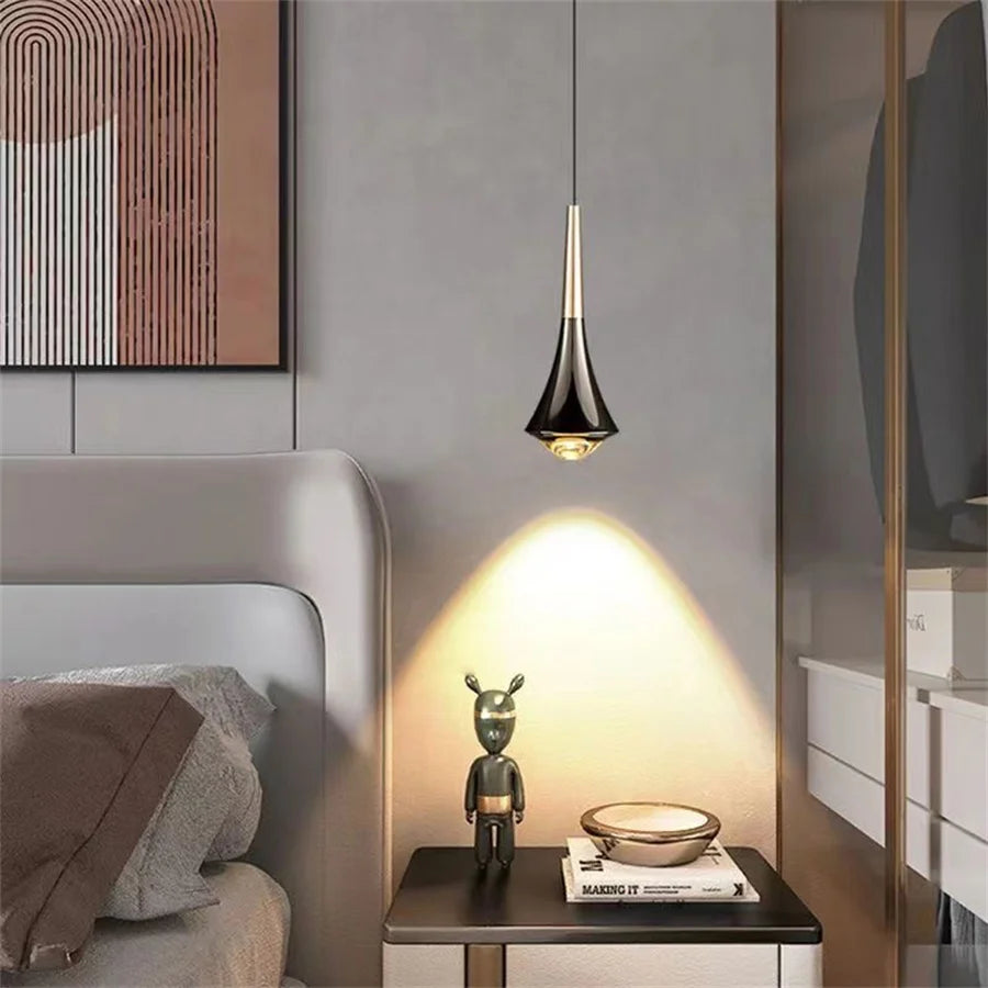 Luxury Waterdrop Bedroom Bedside LED Pendant Lights Kitchen Island Bedroom bar Table Dining Room Hanging Light Home Chandelier