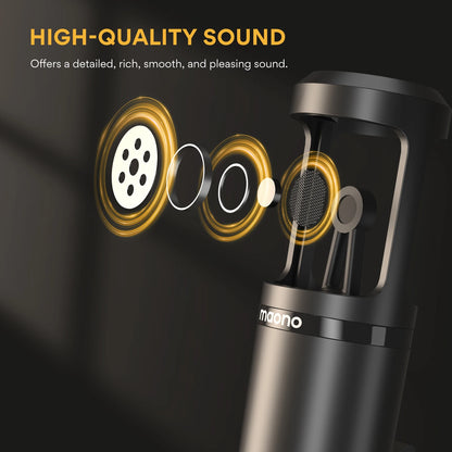 MAONO PM360TR Condenser Microphone XLR Podcast Microphone 3.5mm Mic for PC Laptop Phone Sound Card Gaming Recording Podcasting