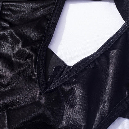 See Through Black Porn Bandage Hot Sensual Body Sexy Lingerie Bodysuit Women Halter Hollow Out Open Bra Thong Exotic Clothing