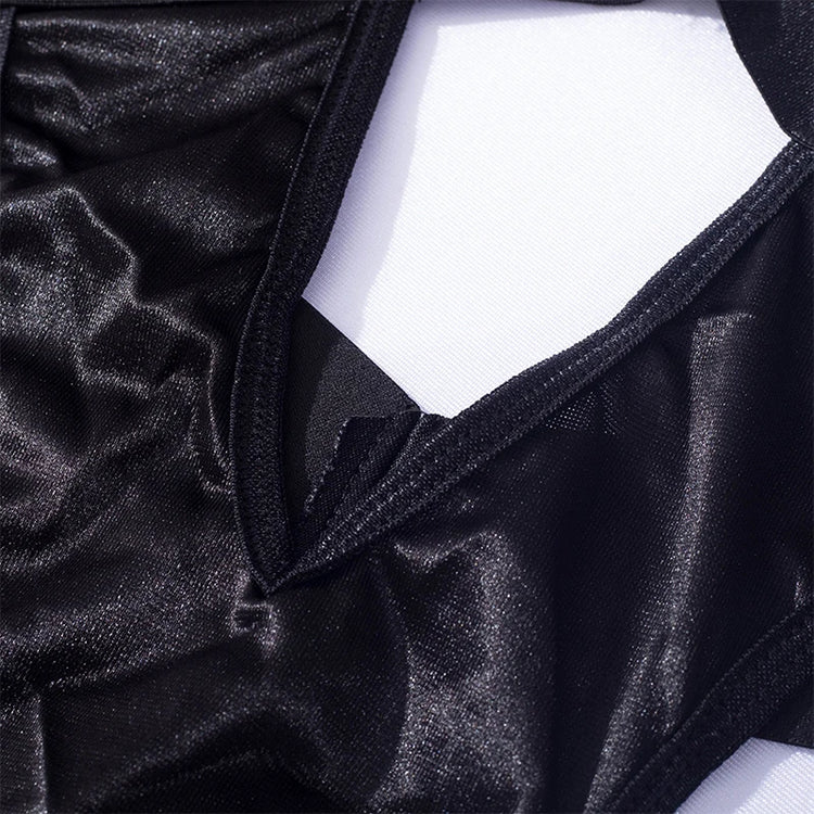 See Through Black Porn Bandage Hot Sensual Body Sexy Lingerie Bodysuit Women Halter Hollow Out Open Bra Thong Exotic Clothing