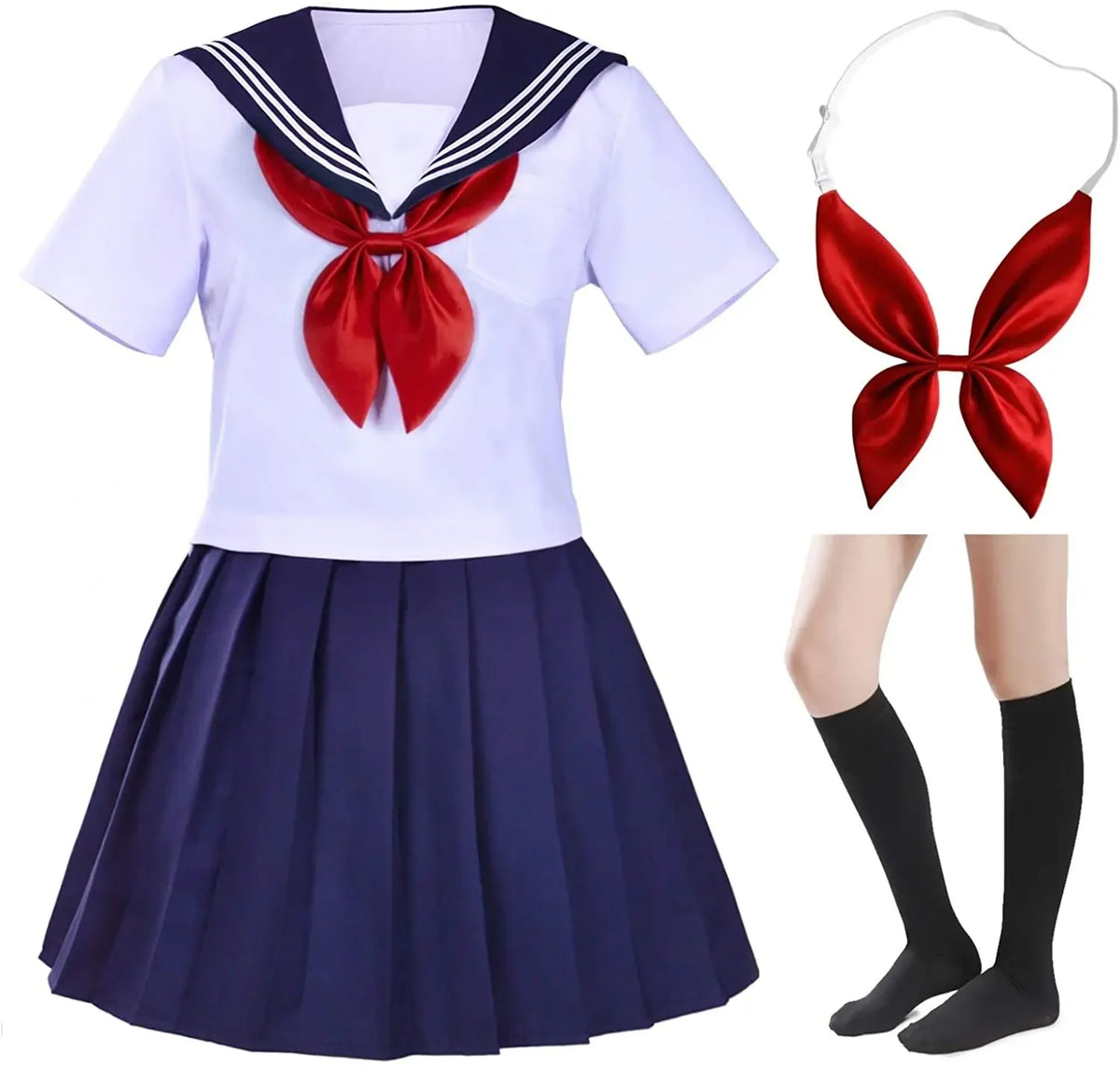 Classic Japanese School Girls Sailor Dress Shirts Uniform Anime Cosplay Costumes with Socks Set