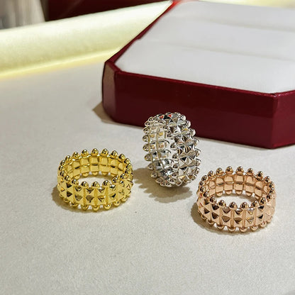 S925 Silver With Rose Gold Wide Rivet Ring Men Women's Classic Design Temperament Fashion Brand Party Luxury Jewelry