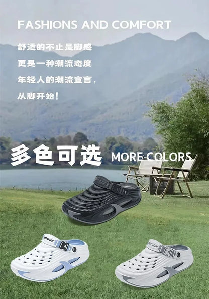 Mens Summer Clogs  Thick Sole Outdoor Beach Slides Non-slip Closed Toe Slippers For Men Women Driving Shoes Breathable Outdoor