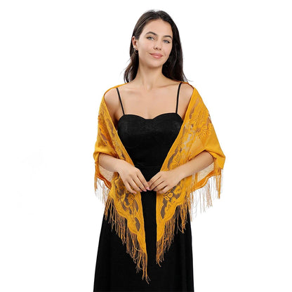New Embroidery Lace Scarf Shawl Floral Triangular Veil Shawl For Women Party Scarf Wedding Poncho Stoles Ladies Headband Wraps