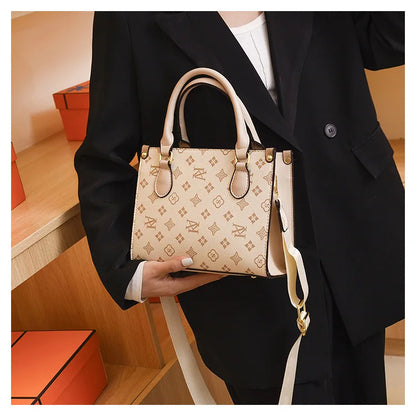 Elegant Retro Women's Tote Bag Single Shoulder Crossbody Bag Floral Print Ladies Handbag Luxury Texture Commuter Messenger Bag