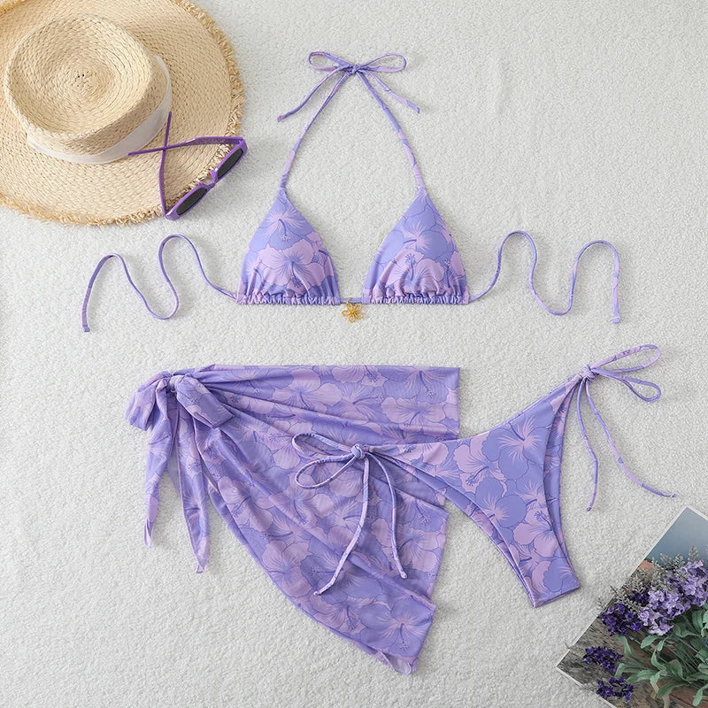 Sexy Swimsuit Women's Bikinis Swimwear Woman 2026 Bathing Suit 3 Piece Triangle Bikinis Sets Beach Dress Wear Cover Up Beachwear