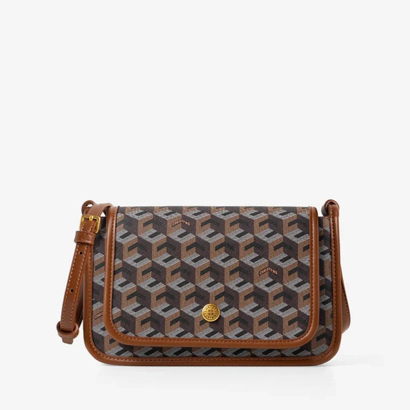 Luxury Monogram Messenger Bag Women Geometric Print 3D Cube Coated Canvas Crossbody Bag Classic Versatile Elegant Shoulder Bag
