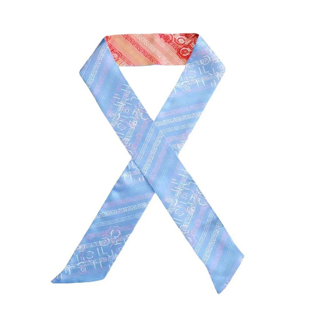 100% Natural Mulberry Silk Long Scarf Solid Color Neckerchief Hair Ties Bag Ribbon Headband Hair Ornament Female Strip Scarves