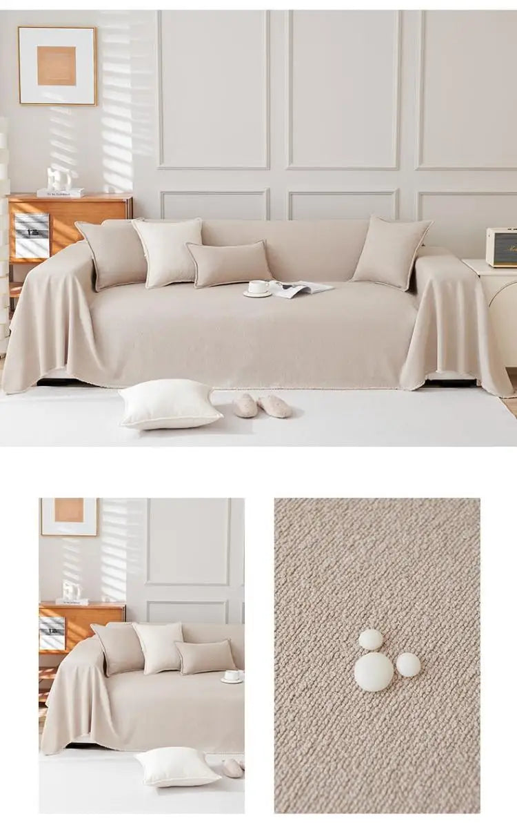 1pcs Solid color Sofa Cover Simple Anti-cat Scratch Solid Color Cushion Home Living Room Seat Dustproof Blanket
