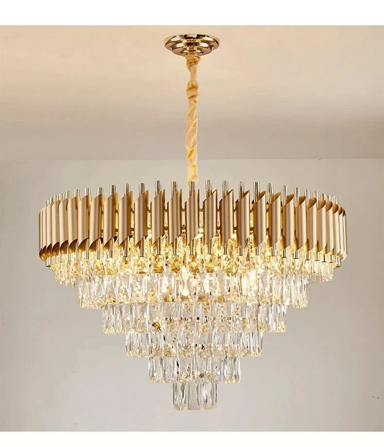 Luxury Crystal Pendant Lamp Modern Villa Living Room Lights Lustre Home Interior Decoration Dining Table Loft Ceiling Chandelier