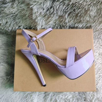 Women Sexy Pumps Peep Toes Sandals Stilettos 14cm Elegant Platform High Heels Luxury Nighclub Party Wedding Jazz Dance Shoes