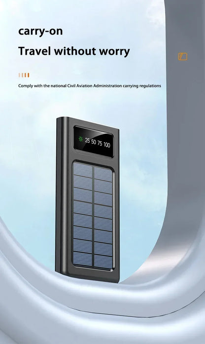 Lenovo Solar Power Bank 200000mAh Large Capacity Mobile Power Fast Charging Battery With Dual USB 4-Cables For iPhone Samsung