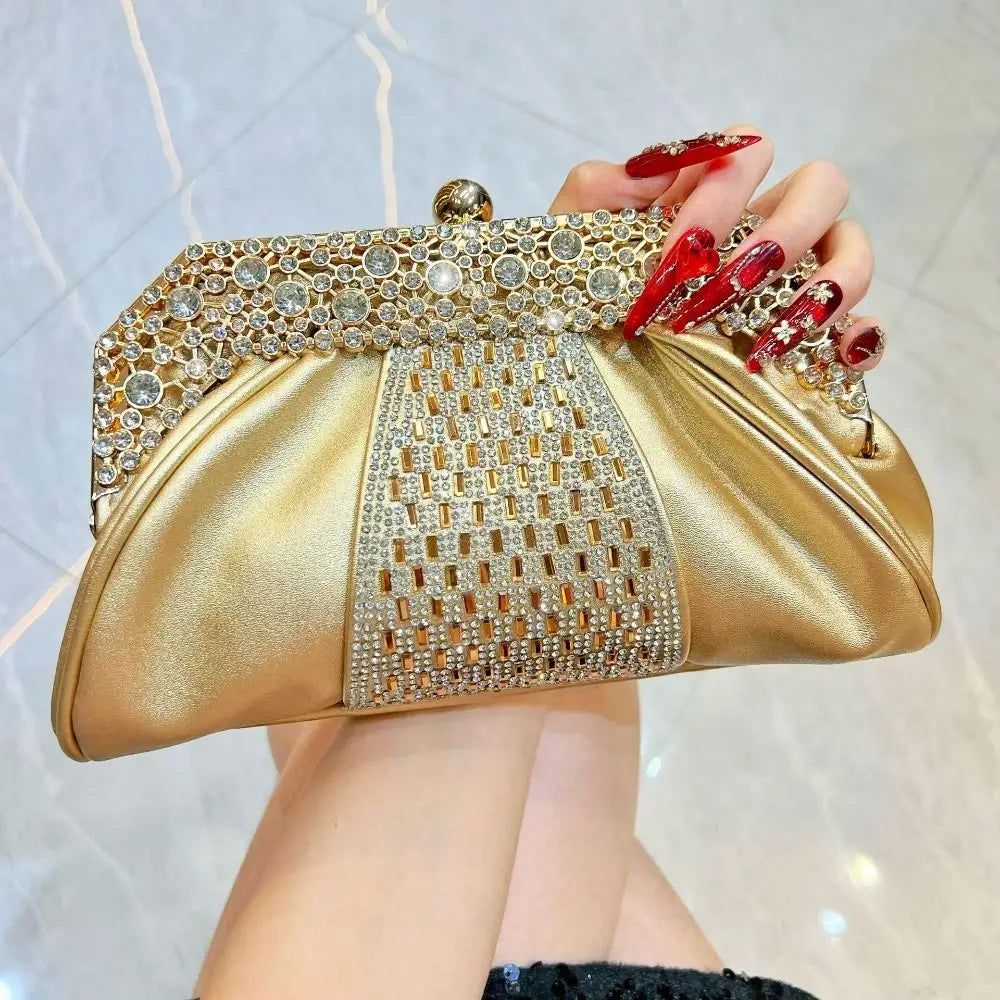 Fashionable Diamond Embedded Evening Dress Handbag Elegant Large Capacity Clutch Bag Tote Bag for Ladies Party And Banquet