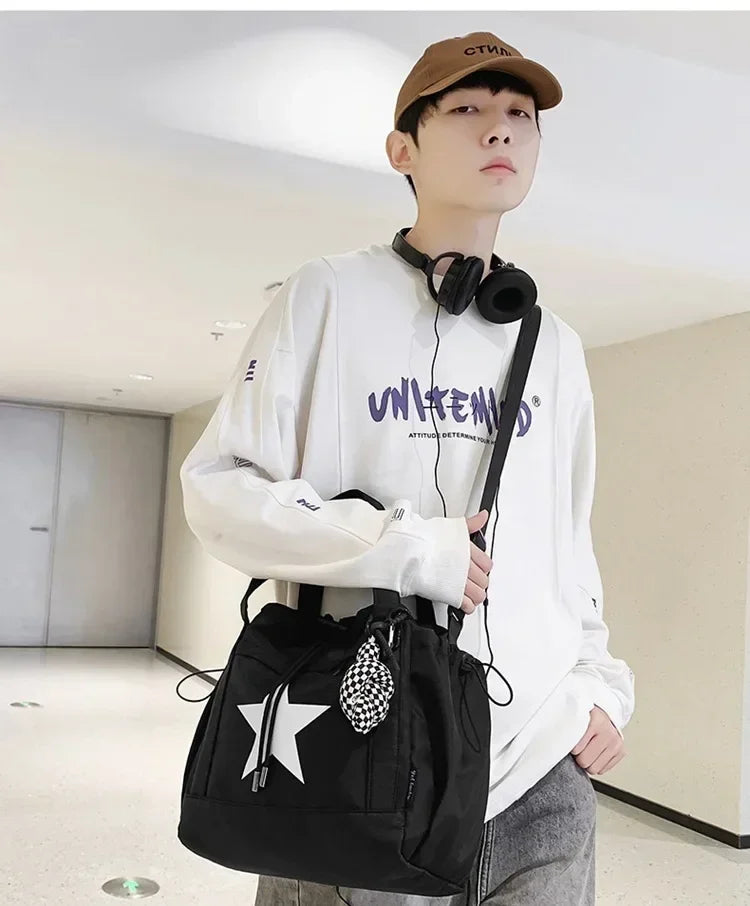 Women New Crossbody Bag Wholesale Large Capacity Couple Shoulder Bag New Casual Nylon Tote Bag Luxury Drawstring Handbag 2025