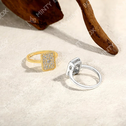 MINTYBOX Rectangul Moissanite Ring S925 Silver Engagement Diamond Rings 18K Gold For Women Luxury Fine Jewelry Anniversary Gift