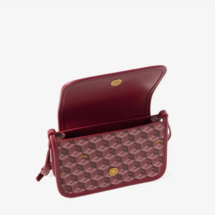 Luxury Monogram Messenger Bag Women Geometric Print 3D Cube Coated Canvas Crossbody Bag Classic Versatile Elegant Shoulder Bag