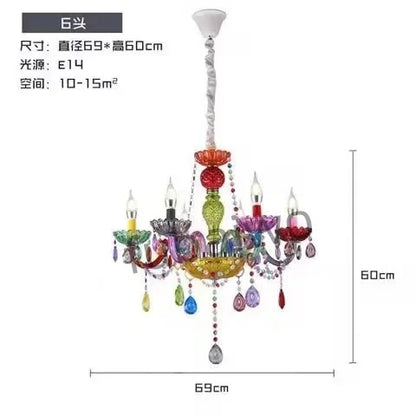 Modern Makaron Colorful Crystal Chandelier Lights Crystal Decora Lighting AC Guaranteed 100% Crystal Pendant Lamp