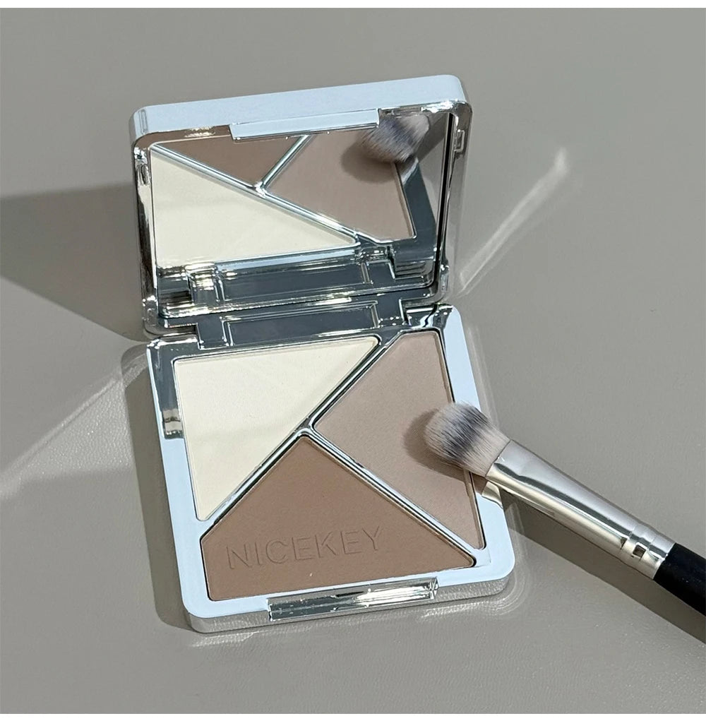 NICEKEY Makeup Kit Include 4 Matte Lipgloss,1 Face Blusher,1 Pressed Powder,1 Eyesshadow Palette,1 Contour Palette With Necklace