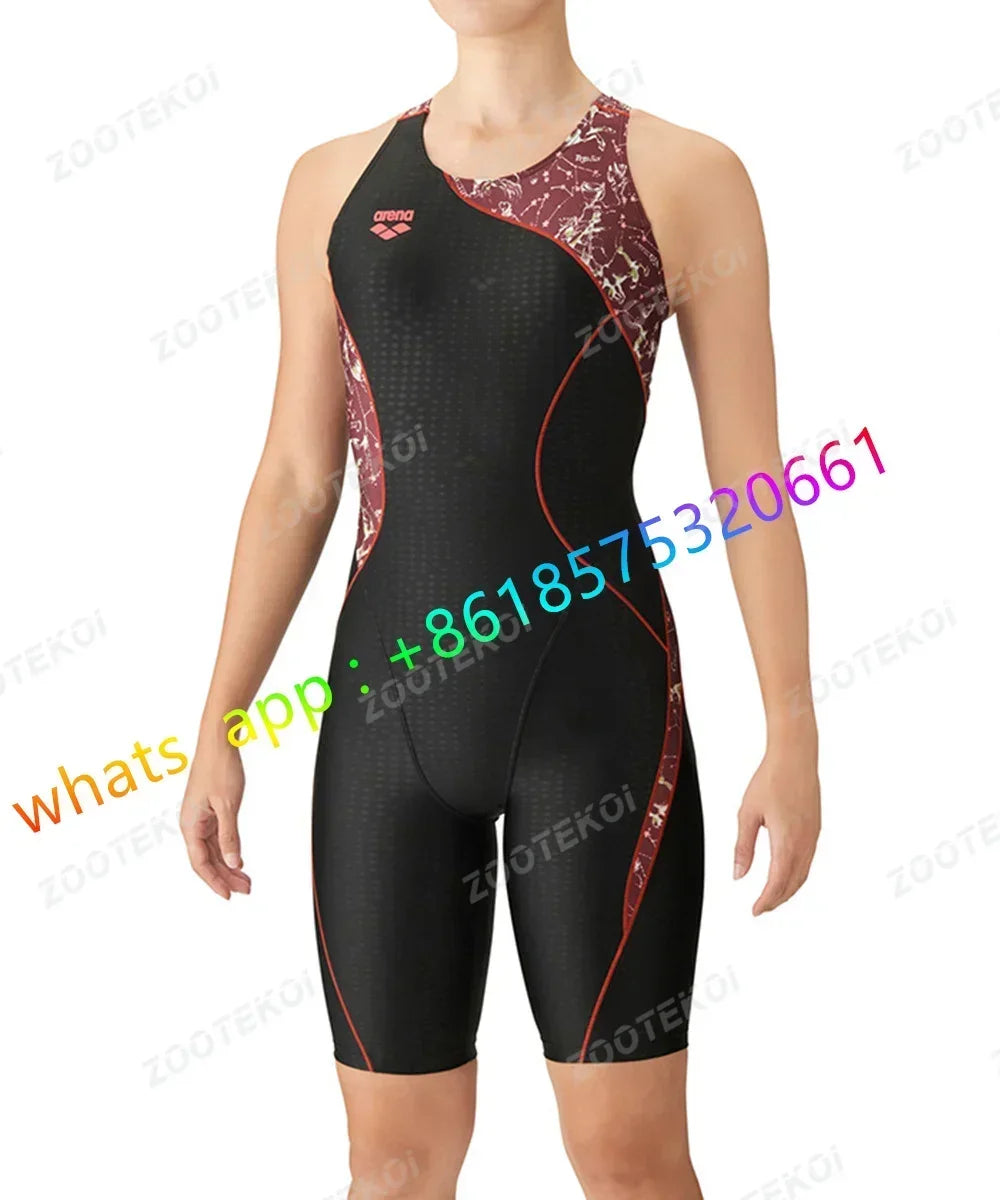 Women One Piece Swimwear Knee Length Swimsuit Bodysuit Swimming Pool Sports Professional Training Comfortable Swimwear 2026