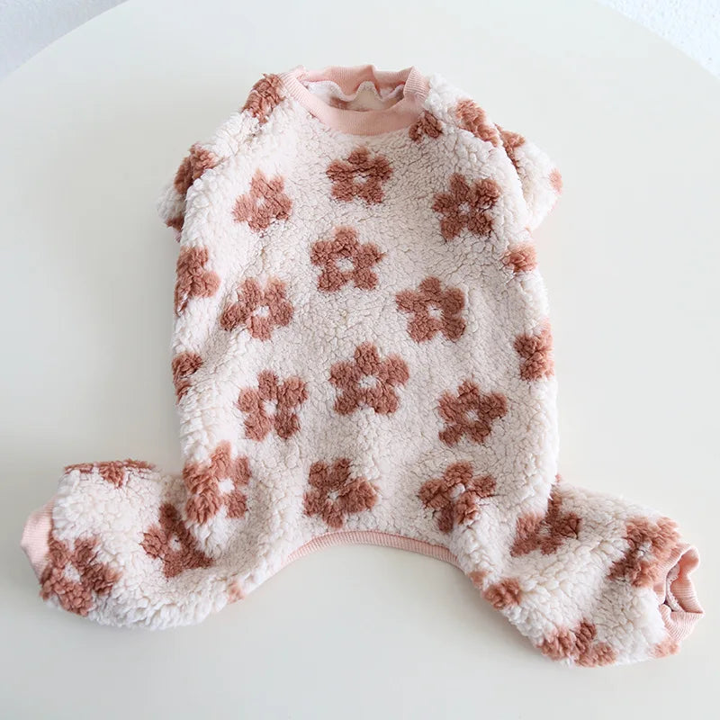Multi Colors Winter Thick Furry Dog Clothing 4 Legged Fat Dog French Bull Sweatshirts Full Cover Pet Puppy Jumpsuit