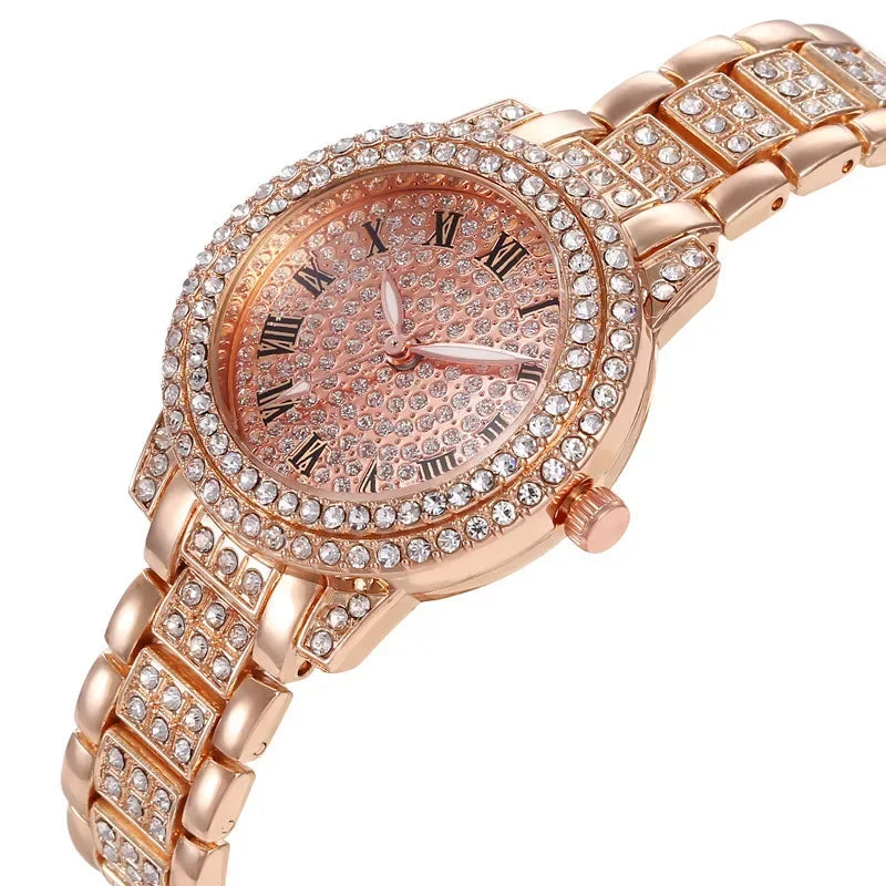 New Luxury Shiny Diamond Watch for Women Elegant Quartz Steel Bracelet Watches Zircon Crystal Fashion Wristwatch Clock Gifts
