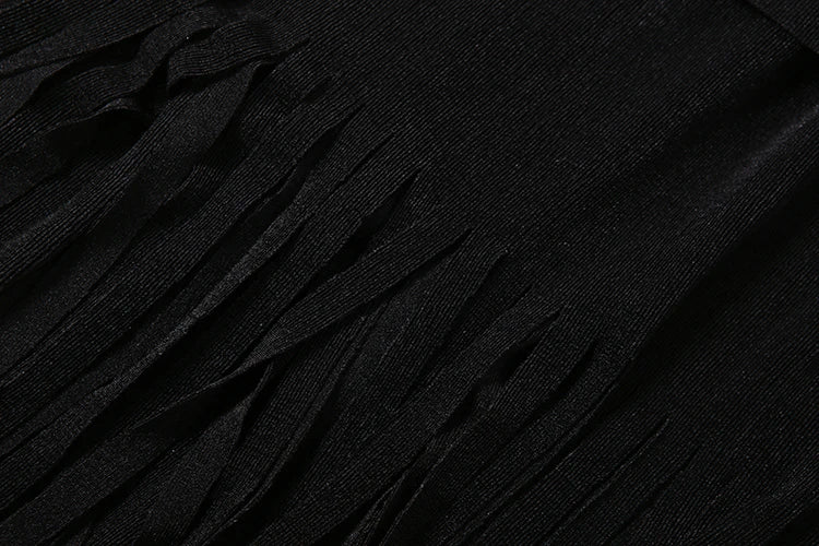 Weird Puss Halter Turtleneck Dress Women Velvet Ruched Patchwork Tassel Hem Elegant Sexy Backless Valentine's Day Party Bodycon