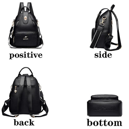 2024 New Fashionable Women's Backpack High Quality Soft Leather Women Shoulder Bag Famous Luxury Brand Female Handbag Sac A Main