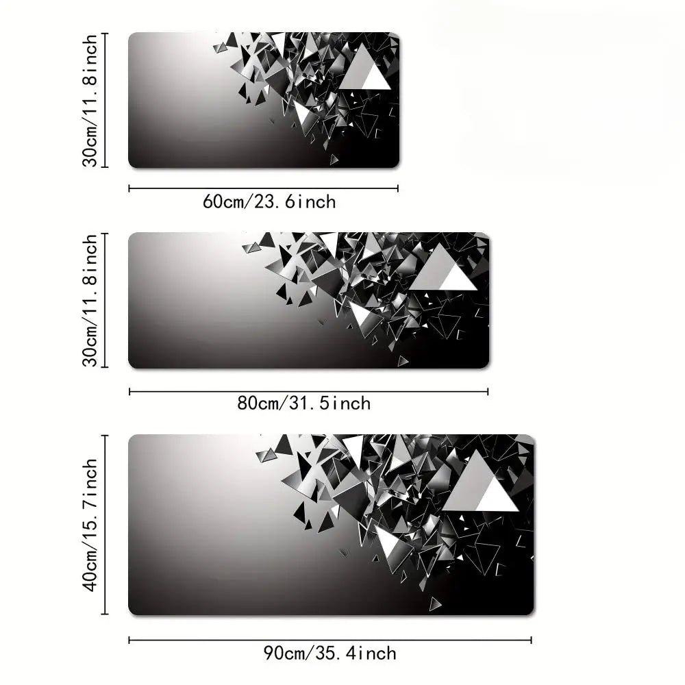 Black and Gray Polygon Pattern Mouse Pad Desk Mat Stitched Edge Non-Slip Gaming Mats PC Accessories Keyboard Desk Pad Mauspad