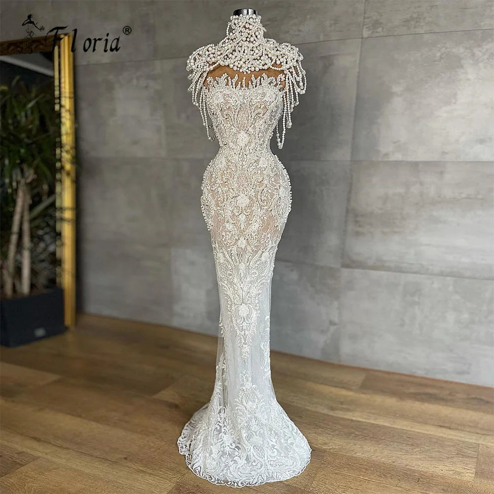 Elegant Pearl Party Dresses 2025Cap Sleeves Beaded Lace Prom Celebrity Dress Illusion Formal Occasion Gown Robe De Soiree Femme