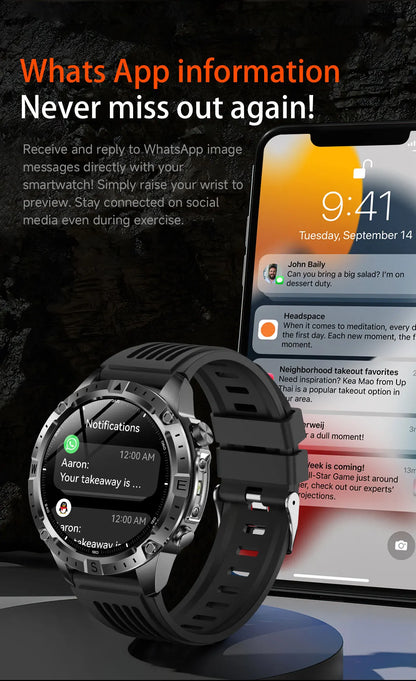 2026New Military Tank GPS SmartWatch Offline Map 10ATM Swim 2GB RAM Music Altitude Compass Bt Call Fitness Sports Smartwatch Men