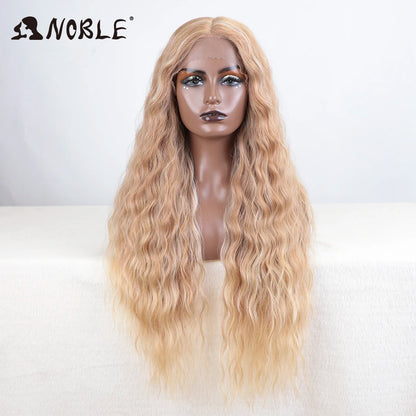 Magic Synthetic Lace Front Wig Long Deep Wavy 30 Inch Ombre Blonde Ginger Lace Wigs For Black Women Heat Resistant Cosplay Wigs