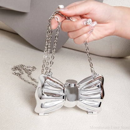 Women's Luxury Designer Bow Acrylic Clutch Bag with Chain Mini Crossbody Handbag for Party Evening Gold Silver Bags for Woman