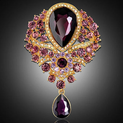 Hot Women Men  Brooch Wedding Bridal Bouquet Clear Crystal Rhinestone Teardrop Dangle Brooch Pin