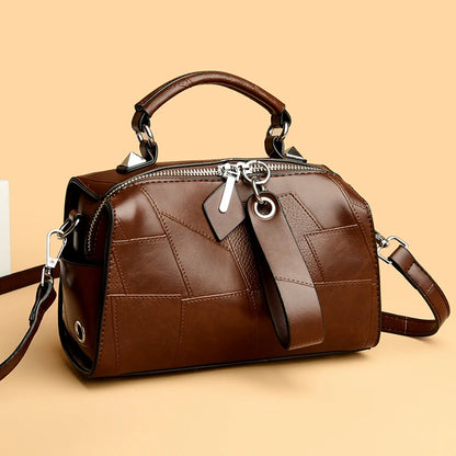 New Fashion Crossbody Bags Women's Genuine Leather Bag Simple Tote Bag Vintage Boston Handbag Luxury Design Female Shoulder Bags