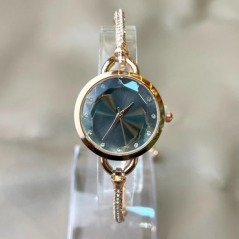 New Women's Quartz Watches Water Diamond Female's Wristwatch Small Dial Slim Adjustable Jewelry Girl Watch Bracelet
