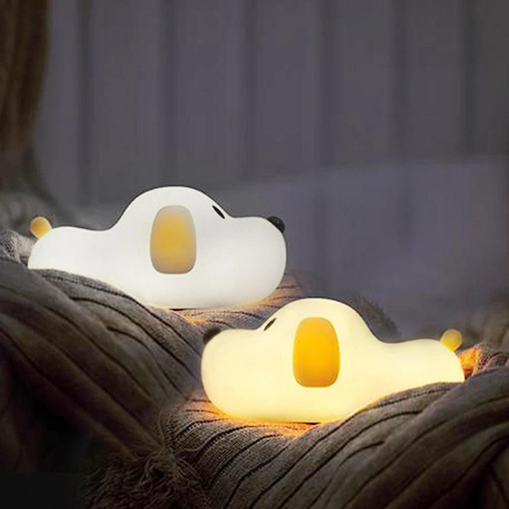 USB Rechargeable Bedside Mood Light Puppy Lamp Silicone Dog LED Night Lights Touch Sensor Colors  for Children Baby Toy Gift