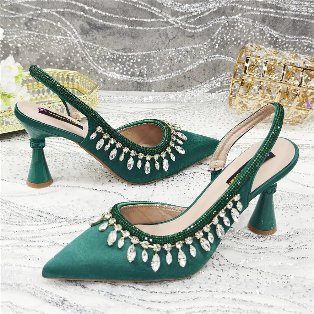 Designer Shoes Women's Luxury 2026 Elegant Crystal Women's Shoes Italian Women's Wedding Rhinestone Nigeria Party Wedding Pump