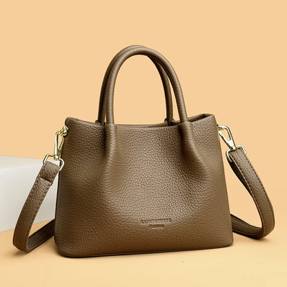 Women Soft Leather Top-Handle Bags Luxury Designer Handbag Solid Color Ladies Shoulder Crossbody Bag And Purse Commuting Sac