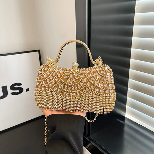 Super Exquisite Diamonds Frame Handbags Gold Silver Hasp Chains Designer New Style Shoulder Bags for Women 2025 Fashion Party
