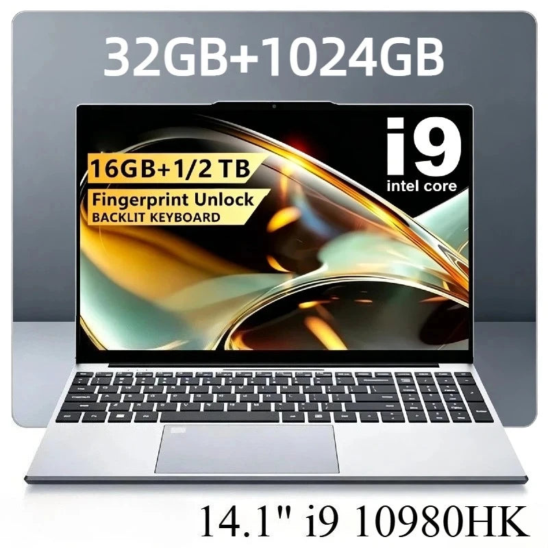Intel Core i9 10980HK 14.1 Inch Pro Laptop 8C 16T 2.4GHz Base 5.3GHz Boost 16MB 45W 32GB RAM 2TB M.2 SSD Gaming Office