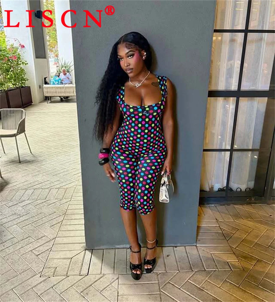 10 Bulk Items Wholesale Lots Jumpsuits for Women Sexy Sleeveless Printing Bodycon Rompers Party Club Clothes K17340