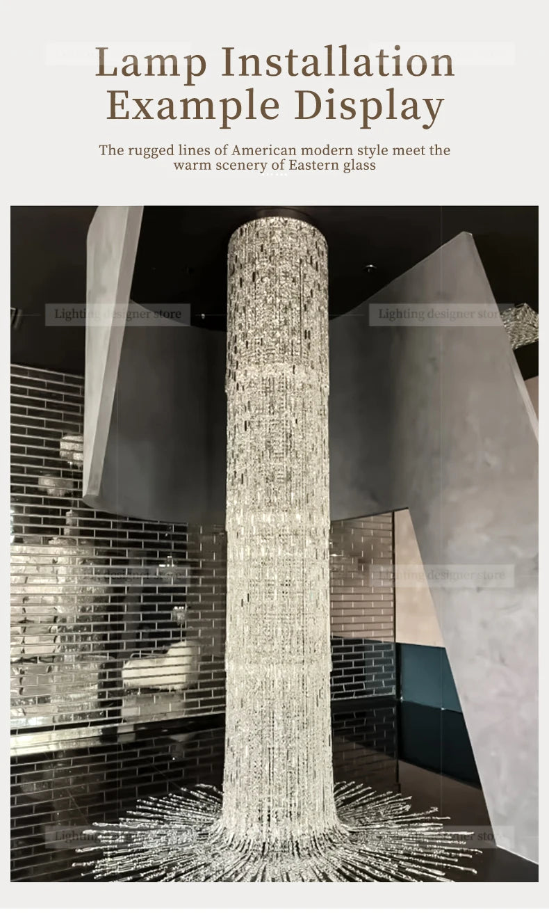 Crystal Spiral Stairs Chandelier Luxury Villa Staircase Chandelier Duplex Loft Hanging Lamp Customized Long Led Pendant Light