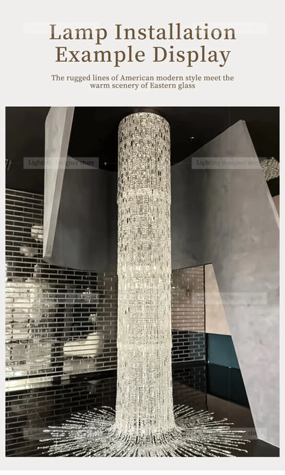 Crystal Spiral Stairs Chandelier Luxury Villa Staircase Chandelier Duplex Loft Hanging Lamp Customized Long Led Pendant Light
