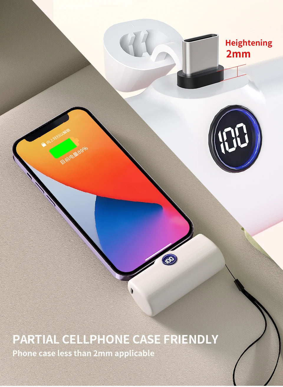 Fast Charging Power Bank Portable Charger External Battery Pack for iPhone Android LED Digital Display 5000mAh Mini Powerbank