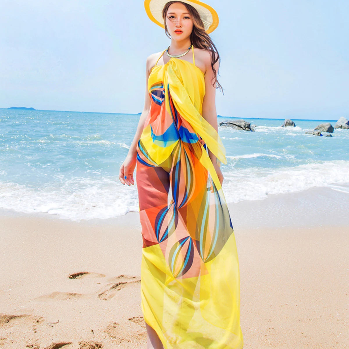 Wholesale Women Fashion Chiffon Scarf For Muslim Hijab Peony Flower Bandana Summber Beach Sarong Printed Soft Beach Scarf Shawl